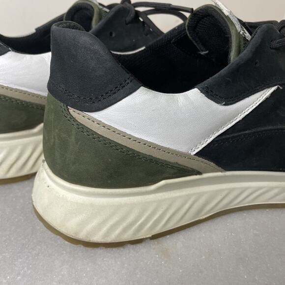 Ecco Men\'s St.1 Lite Athleisure Leather Sneakers, Black/Green/White Comfort Sz 9 main image 10